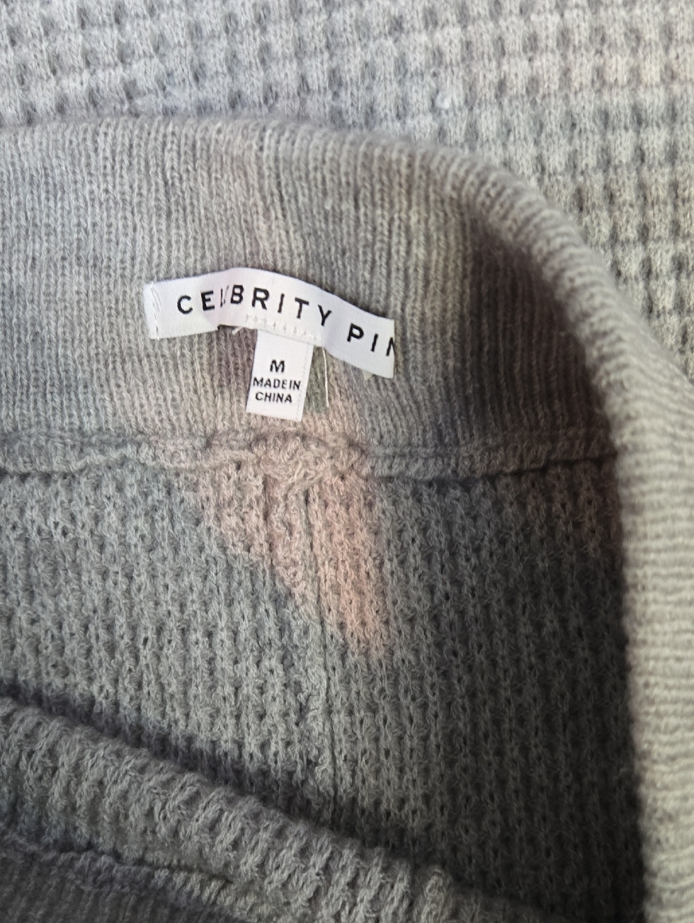 Celebrity Pink Light Gray Waffle Knit Hoodie With Short Set Sz Medium - Picture 7 of 9